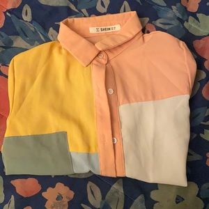 SHEIN Big Girls Button Down, Size 8, Multi-colored